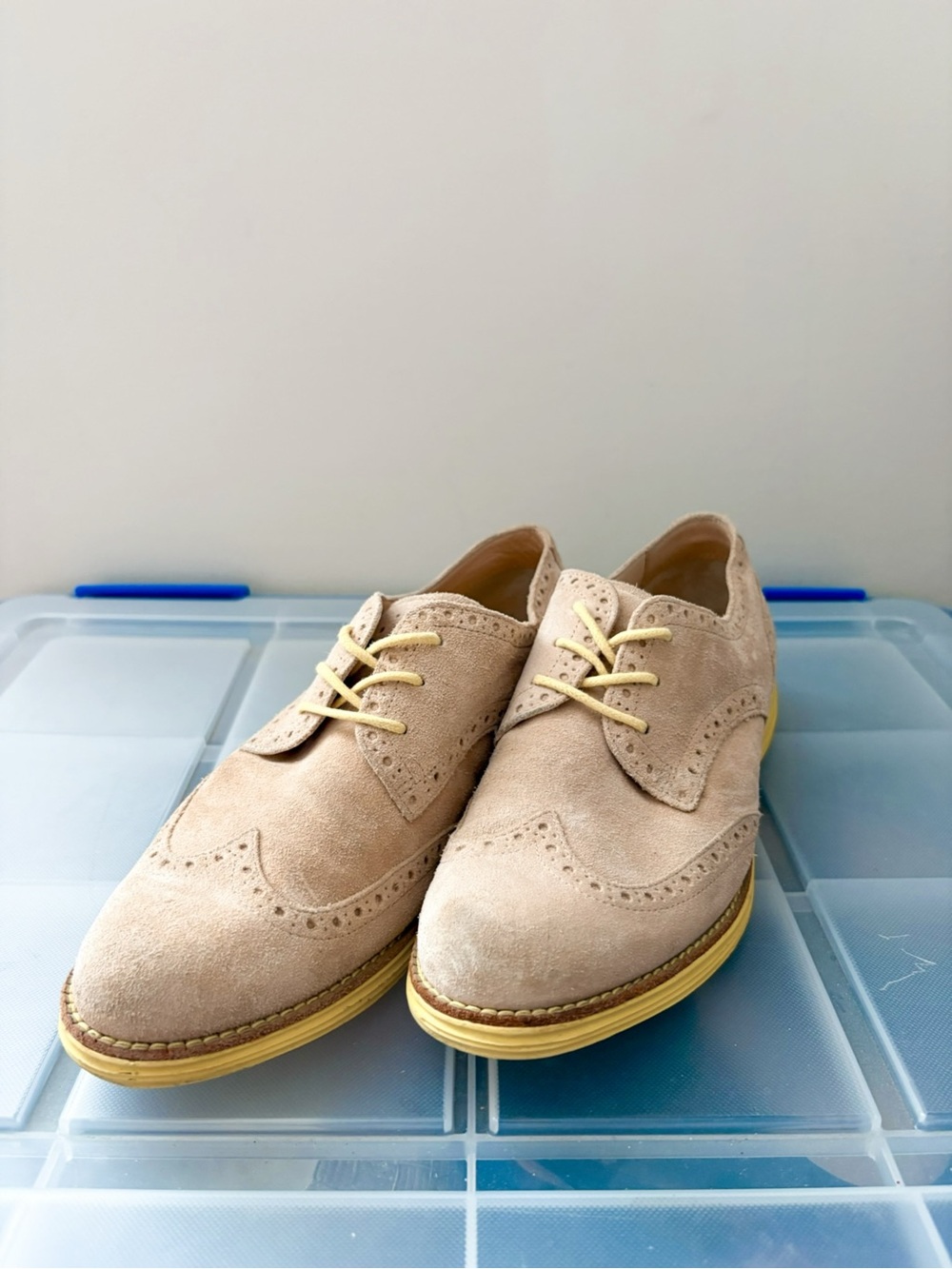 Cole Haan Lunargrand Wingtip Oxford - beige with yellow laces and soles